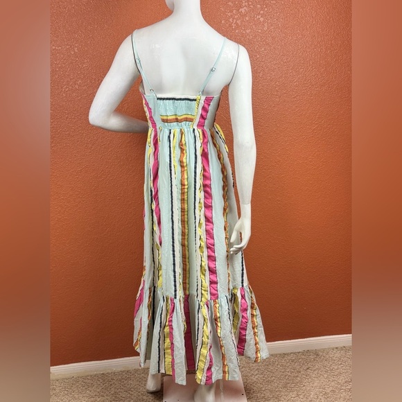 J. Crew Tiered midi dress in seersucker ribbons Summer Fun Rainbow Stripe 0. E10 - Picture 14 of 17